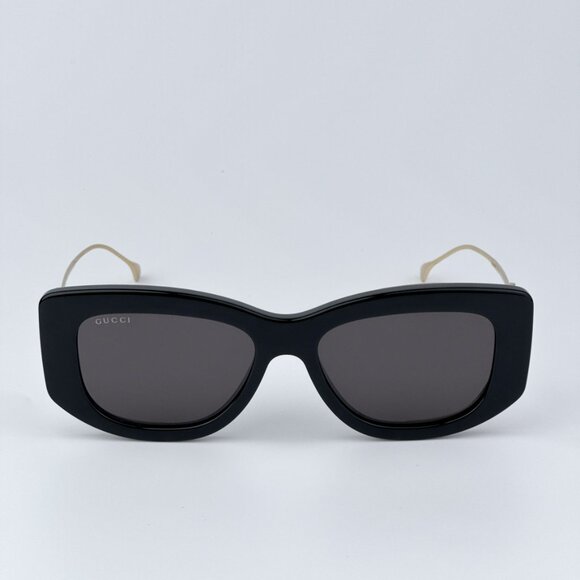 Gucci Women BRAND NEW Sunglasses Black Gold Grey Butterfly GG1566S 001